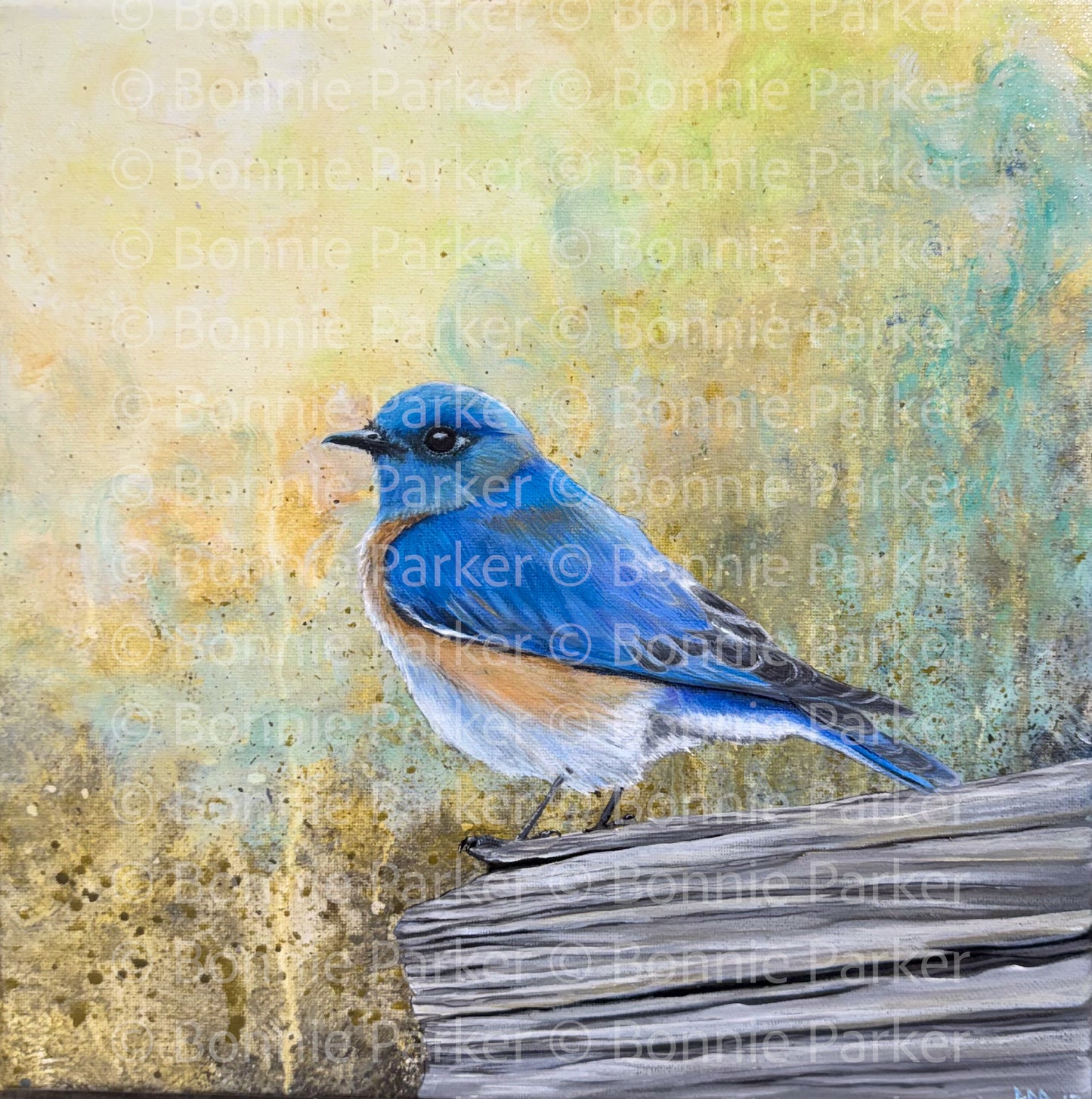 Bluebird on a Log by Bonnie Parker