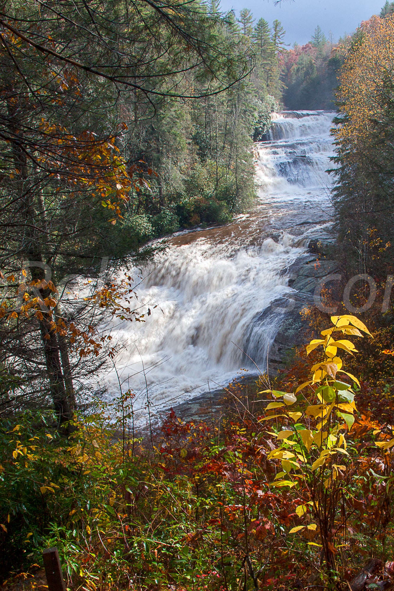 Triple Falls in Full Flow - Portrait View - by Rob Travis